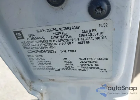 2003 GMC Sierra 2500Hd Slt from USA, damaged, VIN 1GTHK29U53E175933